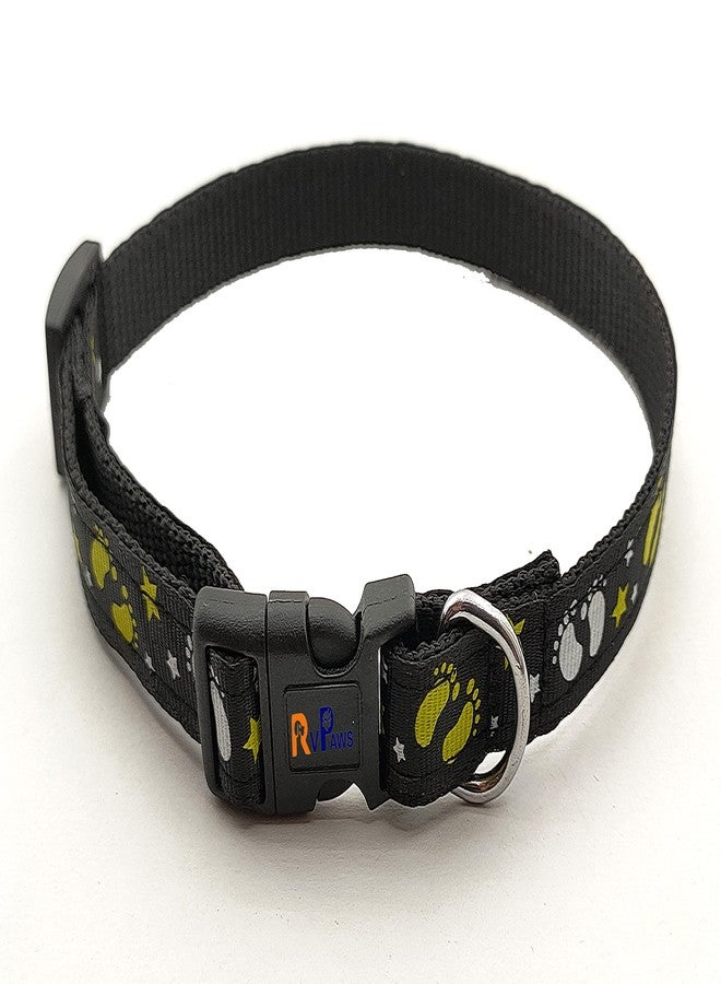 Pups&Pets Nylon Printed Adjustable Neck Collar Belt with Handle Padded Leash Ideal for Training/Outdoor Walking Dogs and Puppies and Cats (Black, Pattern 02) - Image 3